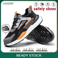 Men Safety Shoes Steel Toe Rubber Low Cut Construction Anti Smashing Work Safety Jogger