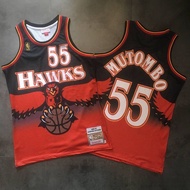 Mens Exquisite Embroidery Jersey Atlanta Hawks Dikembe Mutombo 1996-97 Hardwood Classics Jersey -  R