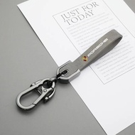 Porsche Leather Car Keychain Zinc Alloy Auto Keyring Accessories For Porsche 911 718 Taycan Panamera