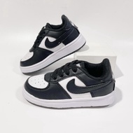 Sepatu Sneaker Anak Nike Air F*rce1 Tali Black White Panda