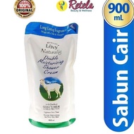 ✪ Leivy Shower Cream Goat Milk Reff 900Ml / Bath Soap / Body Wash ✰