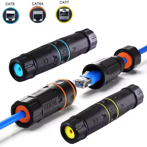 CAT6/CAT6A/CAT7 RJ45 Waterproof Connector RJ45 Ethernet/Network Connector, Straight-through Outdoor 