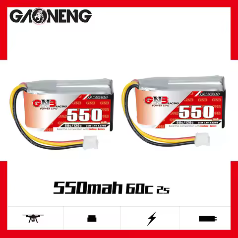 2PCS GAONENG GNB 550mAh 2S 7.4V 60C/120C Big Capacity Lipo Battery With PH2.0 Plug For 1:28 RC Car D