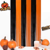 Black Orange Rain Silk Curtain 1 * 2m Halloween Party Decoration Door Curtain Background Wall Decora