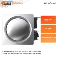 AireGard AS-9020D1 Air Ventilation Exhaust Fan Silent Series (Round) (Silver) 110cfm 4" / 4 Inches -