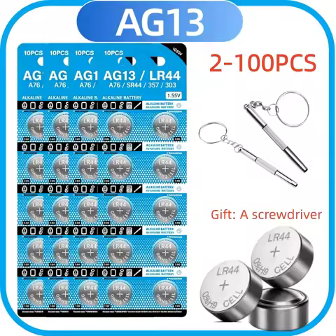 NEW 2-100PCS LR44 AG13 Button Cell Battery 1.5V 357 SR44 LR1154 Button Coin RW82 SR1154 SP76 Batteri