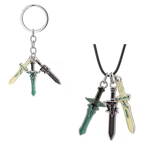 Sword Art Online Keychain SAO Asuna Kirito Elucidator DARK REPULSER Keyring for Men Anime Accessorie