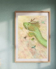 A4 長尾小鸚鵡與昇龍 龍 日本虎皮鸚鵡 麻雀 小型雀