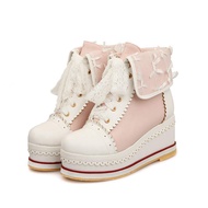 Women's Cute Lolita Boots Cosplay Brogue Wedge Boots