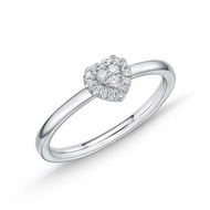 周大福 - 18K/750白色黃金鑲天然鑽石戒指