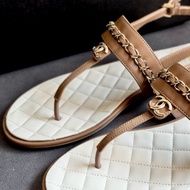 Chanel sandals in beige 香奈兒 全新 奶茶色 鏈條涼鞋 38.5