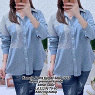 KEMEJA Salur Combi Jeans Shirt 3777