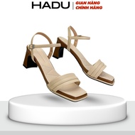 7P MINI ARES Square Heel Sandal with Double Ribs and Horizontal Straps HADU M7156 High Quality Pu Le