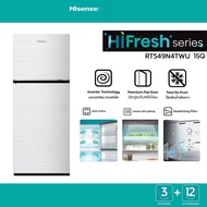 HISENSE ไฮเซ่นส์ ตู้เย็น 2 ประตู 15 คิว รุ่น RT549N4TWU สีกระจกขาว