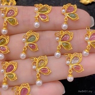 925 Ancient Method Small Slippery Silver Inlaid diy Butterfly Silver Inlaid Accessories Tourmaline B