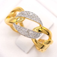 Happy Jewelry แหวนเลท ฝังเพชร 1 ข้อ โซ่ ทองแท้ 9k 37.5% เพชรเกสร ME770