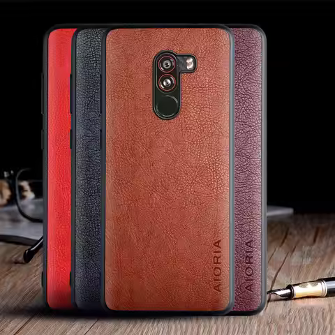 Case for Xiaomi Pocophone F1 funda luxury Vintage Leather skin coque with TPU soft hard cover for xi