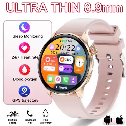 Ultra-thin Luxury Smartwatch Woman GPS Motion Trajectory Bluetooth Call Health Dynamic Island Waterp