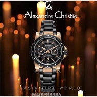 *Ready Stock*ORIGINAL Alexandre Christie 6141BFBBRBA Black Stainless Steel Multi-Function Sport Design Ladies Watch