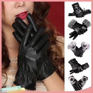 LK--1 Pair Ridding Gloves Windproof Full Finger Thermal Keep Warm Faux Leather Well Sensitive Men Cy