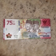 uang 75 ribuan baru. kondisi masih sangat bagus