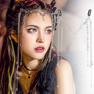 [Cutewomen2020]Fashion Shiny Head Chain Rhinestone Long Tassel Hair Ornament Water Drop Crystal Hair
