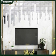 TOM 100Pcs/set Acrylic Mirror Wall Sticker Self-adhesive 3D Wallpaper DIY Home Decoration 2*2cm