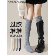 socks women socks Matching Boots Socks Gray Over-the-Knee Pile Socks Women Autumn Winter Boots Socks