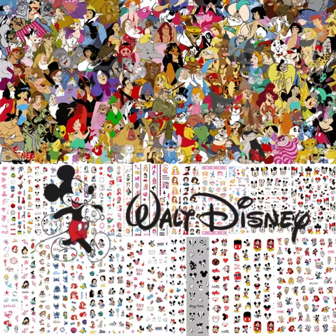 Disney Series Stickers Design Cute Princess Cartoon Donald Duck Stitch Mickey Nail Stickers Anime He