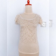 PRELOVED - BEIGE PEARL BLOUSE