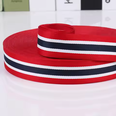 New 3M/Lot Red White Navy Blue Width 3cm 4cm Printed Grosgrain Ribbon Backpack Belt Bow Decoration T