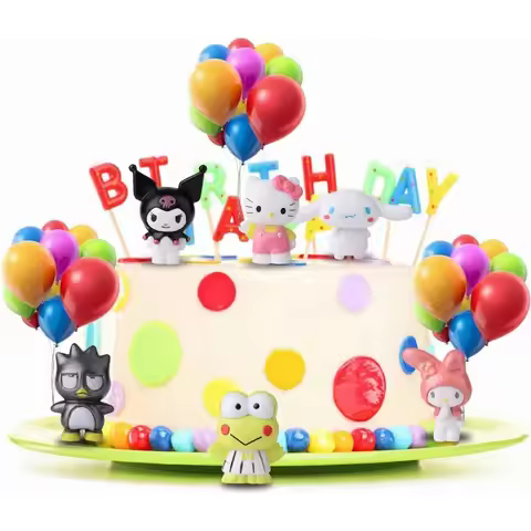 6Pcs Sanrio Characters Mini Figures Set, Kuromi Cinnamoroll Hello Kitty Cake Topper Toys