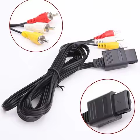 1.8m AV Audio Cable Composite Video Cord 6 Feet Line Compatible with Nintendo 64/N64/GameCube/NGC SN