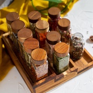 120ml  Wooden Lid Seasoning Bottle Square Glass Seasoning Jar Kitchen Seasoning Jar 4oz BBQ Spice Jar