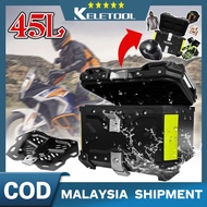 45L ABS Motorcycle Top Box Aluminium Universal Storage Box Trunk Waterproof Rack Kotak Motosikal Peti Box Motor