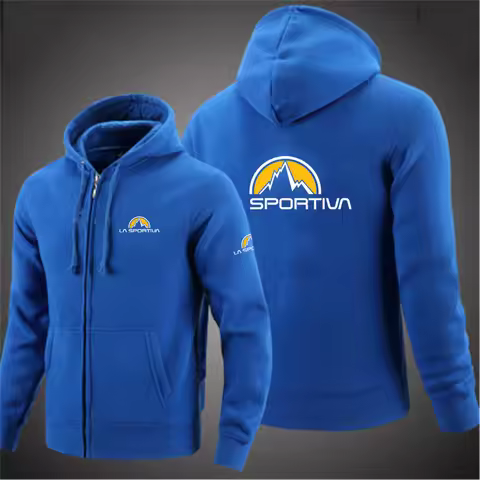 Spring Autumn La Sportiva Logo Printed Loose Solid Color Classic Hoodies Men's Sports Fashion Zipper