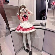 MIAO: Red Plaid Maid Costume Cute Girl lolita lolita Dress Christmas cos Costume