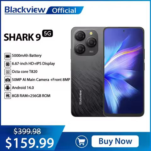 Blackview SHARK 9 5G Smartphone 6.67'' HD Display,T820 Octa core,8GB+256GB,50MP AI Camera Phone 5000
