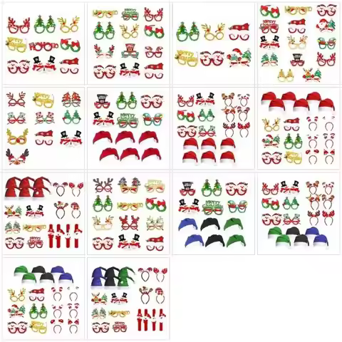39BB Christmas Party Eyewear Novelty Glasses Frames Set With Christmas Hat Slap Bracelets Christmas 
