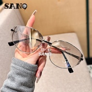 【Ready Stock】COD (San9)Premium Sunscreen Metal Oval Frame UV Protection Women's Sunglasses