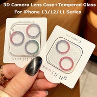 For iPhone 13 12 11 Pro Max 13 12 11 Pro 13 12 mini Max Diamond Glitter Camera Lens Glass Ring Cover