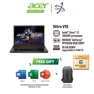 ACER NITRO V15 ANV15-52-78XQ 15.6" GAMING LAPTOP ( I7-13620H 16GD4 512SSD / 15.6" FHD / RTX5050 8GDR