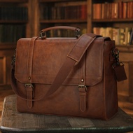 Messenger Bag 15.6 Inch Vintage Leather Water-Proof Laptop Briefcase Large Computer Laptop Bag Leath