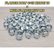 (25 - 100 SETS) K10 FLANGE BOLT Bolt 6+915 + FLANGE NUT M6 KEY 10
