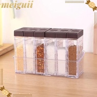 MEIGUII Salt Pepper Seasoning Bottle, Multi-purpose Transparent Spice Seasoning Storage Box, Durable Plastic Spice Storage Bottle Kitchen