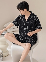 CCY 3333-1A ชุดนอนผู้ชายแขนสั้น-ขาสั้น คอปก แบบมีลาย ผ้านิ่มๆใส่สบาย ราคาไม่แพง (สินค้าพร้อมส่ง)