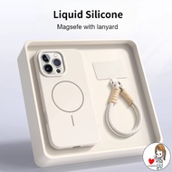 [With Lanyard] High Aesthetic Liquid Silicone Anti Drop Magnetic Phone Case Is Used for IPhone 11 12