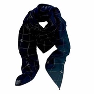 全新CHANEL方形圍巾 AA8381 黑色羊毛/真絲斜紋布 CC線條圖案 #BRAND NEW #香榭站正品