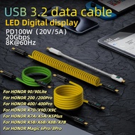 1M/2M PD 100W USB 3.2 Type-C Cable 8K@60Hz Spring Data Transmission Cord Full-function 20Gbps for HO