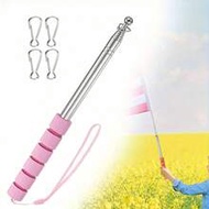 Retractable Hand-Held Flag Pole With Clip, Portable Stainless Steel Outdoor Flag Pole
